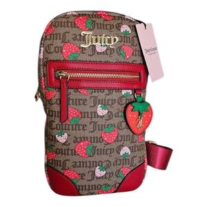 Juicy Couture Brown Strawberry Chestnut Freshly Picked Sling Backpack Bag